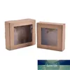 Party Supplies 10 Pcs DIY Vintage Color Kraft Paper Gift Box Package With Clear Pvc Window Candy Favors Arts&Krafts Display