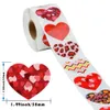 500pcs/roll Adhesive Sticker 1.5inch/38mm Heart Shape in Rolls Kraft Stickers with Round Labels Dragee Candy Gift Box Cake Boxes and Packaging Paper