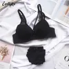 CYNTHRA Underwear For Women Sexy Lace Push Up Bralette Section Breathable Female Large Underwear Set Plus Size Lingerie Bra X0526