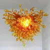 Amber Nordic Pendant Lights Art Decor Living Room Lamp LED Hand Blown Glass Chandelier Lighting Luxury Dining Light 32 by 24 Inches