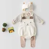Body dla niemowląt Cute Bear Belt Bez Rękawów Bawełniana Kurtka + Kapelusz Dla Niemowląt Młodych Dzieci Dziewczyna Odzież 210702