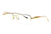 Mode-Sonnenbrillen-Rahmen, Herren-Damen-Designer-Retro-Gold, rahmenlose Sonnenbrille, Panther, quadratischer Schutzbrillenrahmen, Unisex, Sport, Fahren, optische Brille mit Boxetui