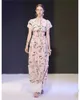 Maxi Jurk Kant Lily Flower Printt Extend Taille Luxe Elegante Verjaardagsfeestje Uitstekend Lange Deese Vestidos Zomer 210421