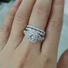 New Product Brand Wedding Ring Handmade Vintage Jewelry Sterling Sier Round Cut White Topaz Cz Diamond Gemstones Eternity Party Women