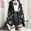 Deeptown Gothic Sweatshirt Dames Zwart Zip Up Hoodie Mode Herfst Kleding E Girl Hoodies Koreaanse Lange Mouw Emo Pullover 210803