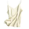 Solid Sleeveless Casual Tops V-Neck Female Vest Women Summer Silk Tank 210514