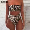 Ruuhee Bandaż Bikini Stroje Kąpielowe Kobiety Swimsuit High Waist Set Kostium kąpielowy Push Up Maillot de Bain Femme Beachwear 210630