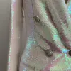 Silver Lion Buttons Shimmer Bling Supring Long Jacket WomenのスーツのブレザーのためのStarish 2021 Designer Blazer