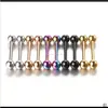 Rings 10PcsSet Colorful Stainless Steel Industrial Barbell Ring Tongue Nipple Bar Tragus Helix Ear Piercing Body Fashion1306205