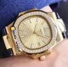 40mm Sport 5711/1 5711 / 1A 010 Cal.324 s C Homme automatique Montre Diamant Bezel 18K YG Étui Gold Texture Cadran Black Cuir Strap Montres Hello_Watch HWPP G26B (4)