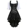 Bustiers corsets plus taille 6xl robe corset Steampunk pour femmes en cuir à trois piés avec jupe et chemise Renaissance Gothic Pira7990537