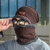 Cokk vinter beanie hatt för män stickade cap kvinnor tjock ull halsduk Balaclava maskera bonnet s gorras