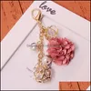 Keychains Acess￳rios de moda criativo Rose Rose Stromeston Chain Feminina Feminina Doce Doce de Cinco Pontos Star Bag Pingente Cha￧o Charme Flor Pearl