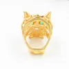 G760 Cluster Rings Trendy Hollow Leopard Animal Finger Ring Green Eyes Panther Heads for Men Women Party Jewelry