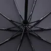 Leodauknow tre strisce pieghevoli da lavoro manico curvo in legno classico 10K Ombrello completamente automatico da uomo antivento di alta qualità 210721