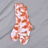 Tie Dye Kobieta Sock Damska Gruba Linia Standardowe Skarpety Dla Kobiet Kolorowa Szczęśliwa Załoga Sox Pary Bawełna Modna Jesień Zima Sokken