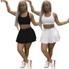 New Summer Women tank top crop top+mini skirt two piece dress plus size S-outfits trendy tracksuits fashion sleeveless T-shirt+pleated skirts 4783