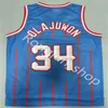 Retro Vintage Koszulki Koszykówki Klasyczna Mężczyźni Hakeem Olajuwon 34 Clyde Drexler 22 Tracy 1 Mcgrady 13 Harten Jersey Najwyższej Jakości Czerwony Biały Niebieski