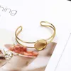 Brass Bezel Tray Blank Cuff Bracelet with 20mm Round Cabochon Jewelry Making Q0719