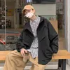Frühling Neue Koreanische Mode Jacken männer Lose Windjacke Mit Kapuze Zipper Jacke Mäntel männer Casual Outwear Schwarz See Grün 210412
