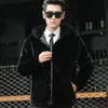 Męskie futro Faux Fashion Winter Men Clothing Płaszcz Imitacja Kurtka Z Kapturem Z Kapturem Zipper