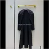 Trench da donna Donna Moda di alta qualità Scollo manica lunga Seta ricamata Colletto in pizzo Cuciture Cappotto di lana con strass 11241 Mxsa2