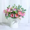 Decorative Flowers & Wreaths White Rose Artificial High Quality Peony Bouquet For Christmas Home Wedding Decoration DIY Craft Silk Fake