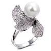 Anneaux de mariage Anneau d'arrivée Rhodium plaqué avec imitation de zircon cubique Pearl Sweet Designer Fashion Jewelry118351