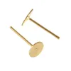 Gold Plated Flat Bottom Ear Pin Ear Studs Diy Earrings Supplies Jewelry Findings Set Copper Material Accessories