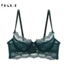 Fashion Sexy Underwear Ultrathin Bra Plus Size 38 40 42 Brassiere Green Women Lingerie Lace Eyelash Transparent Bras Embroidery 210623