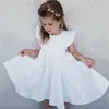 Le ragazze vestono i vestiti del bambino Summer White Green Flare Sleeve Ruffle Beautiful Kids Abiti per E19074 210610