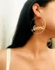 Pendientes de aro de bebé con letras de Metal de marca Rongho para mujer, pendientes de hip hop con círculo dorado, colgante Vintage, joyería Huggie