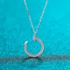 Design Hoop Pendant Necklace Silver 925 Excellent Cut Diamond Test Passed Good Clarity Moissantie Gift Chain