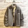 Men's Fur Lamb Wool Men's Coat Autumn Winter Solid Stand Collar Zipper Warm Wind-proof Large Size Casual Fashion Male Quality Parka