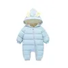 Hylkidhuose Winter Spädbarn Rompers Born Jumpsuit Hooded Warm Barn Utomhus Barn Baby Girls Boys 211101