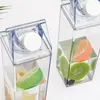 500ml 1000ml Milk Carton Water Bottle Transparent Square High Capacity Cup Plastic Coffee Drink Mug Originality Z11