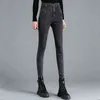 Höst hög midja jeans kvinna kläder stil kvinna tunn svart för kvinnor bomull pantalon denim byxor 10830 210508
