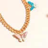 Colares de borboleta de cor misturada para mulheres ouro cor chok choquer chunky colar de bichos pingente de animais jóias garotos
