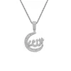 Hip Hop Iced Out Moon Pendentif Collier Or Argent Plaqué Micro Pavé Cubique Zircon Hommes Bling Bijoux