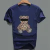 Camiseta con diamantes calientes Gafas Bear Tide Brand Camisetas de manga corta para hombre shummer Nuevo estilo Casual Ropa de calle joven Top de algodón Ropa para hombres S-5XL