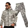 Vintermän taktiska softshell t jacket set camouflage windbreaker vattentät jaktrockar outwear army militär fleece 211217