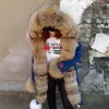 Maaokong Fur Coat Real Fur Denim Coats Winter Jacket Parkas Kapturem Real Rabbit Fur Liner Damska Kurtka 211019