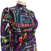 Plus Size Jurken Vrouw S-5XL Partij Turtleneck Letter Print Rits Terug Sexy Mini Jurk Hoge Kwaliteit Groothandel Dropshipping 2021 x0521