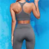 Zipper Naadloze Yoga Set Dames Feamle Tweedelige Crop Top Bra Trekkoord Shorts Sportuit Workout Outfit Sport Fitness Gym Wear 210802