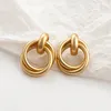 Trendy Gold Metall Tropfen Ohrringe für Frauen Vintage Twist Geometrische Aussage Ohrring Partei Schmuck Großhandel