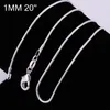 1 mm 16 ~ 24 pulgadas 925 Collar de cadena de plata esterlina 925 Collares de serpientes estampados para mujeres Joyería de moda Descuento barato 1pcs