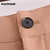 Aachoae Nowe Kobiety Moda 2021 Solid Color Straigth Spodnie Chic Biuro Noszenie Damskie Spodnie Zipper Fly Long Bottoms Mujer Spodnie Q0801