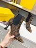 秋と冬の女性のブーツ印刷された文字セクシーな高級ハイヒールの女性の靴本革多色サイズ35-41