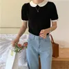 Camicie eleganti nere elastiche sottili coreane da donna estive Plus Femme Casual Streetwear maniche corte OL Camicette 210525