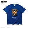 EXTFINE 100％コットンモトベアプリントメンズTシャツHIPHOP漫画ティーストリートウェアバイカーTシャツ男性Tシャツ原宿210629